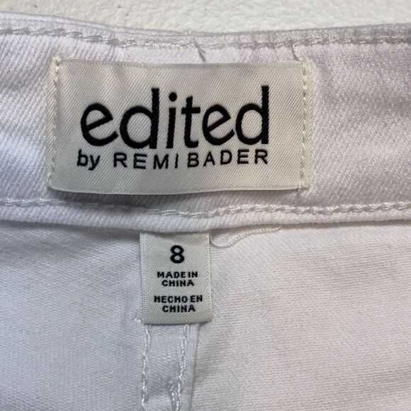 EDITED BY REMI BADER WOMEN HIGH RISE RELAXED FIT WIDE LEG CROP WHITE PANT Size 8 - Picture 5 of 14